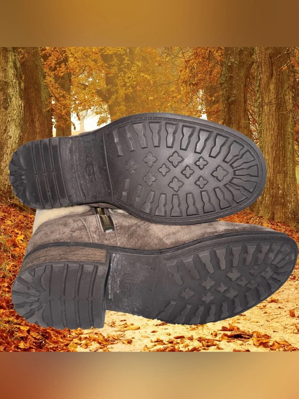 Ugg Blayre II Sheepskin & Suede Espresso Mid Calf Boots, Buckle Side Zip Sz 8.5